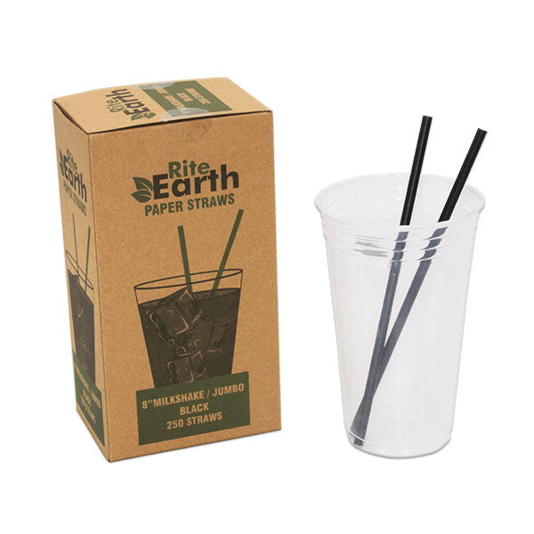 Straw 8” Black Milkshake Plastic 250/BX