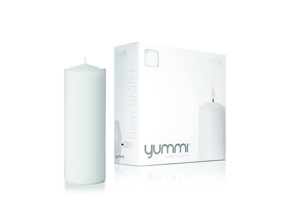 Pillar Candle White 2.8x8IN YUMMI 4x3EA