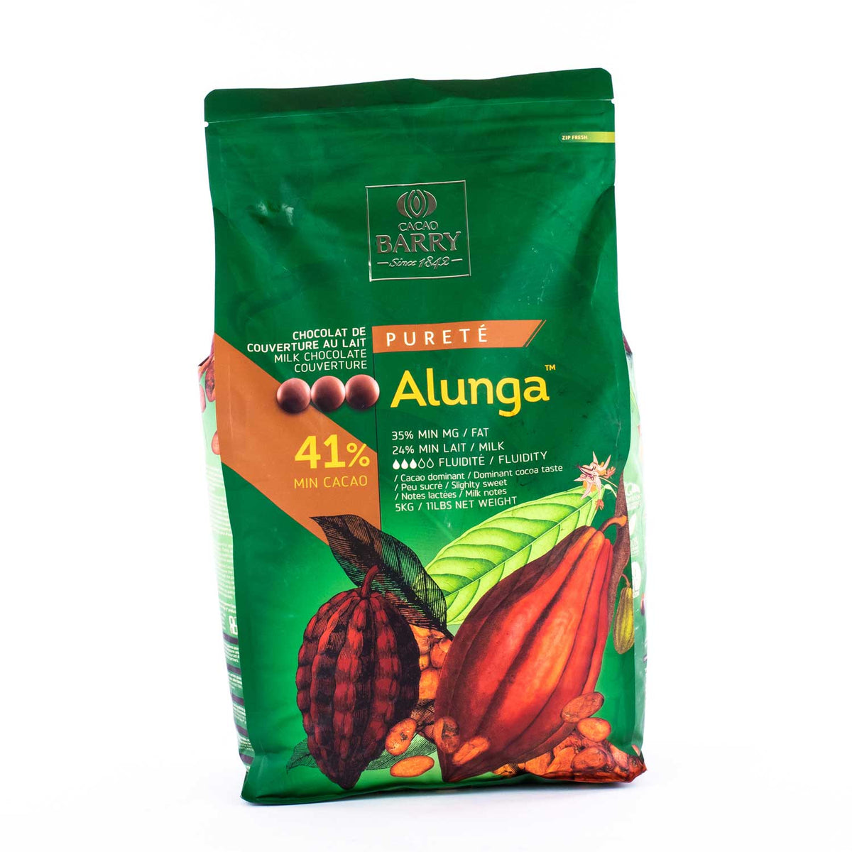 Chocolate Pistoles Alunga 41% CACAO BARRY 5KG — Eccolo Foods